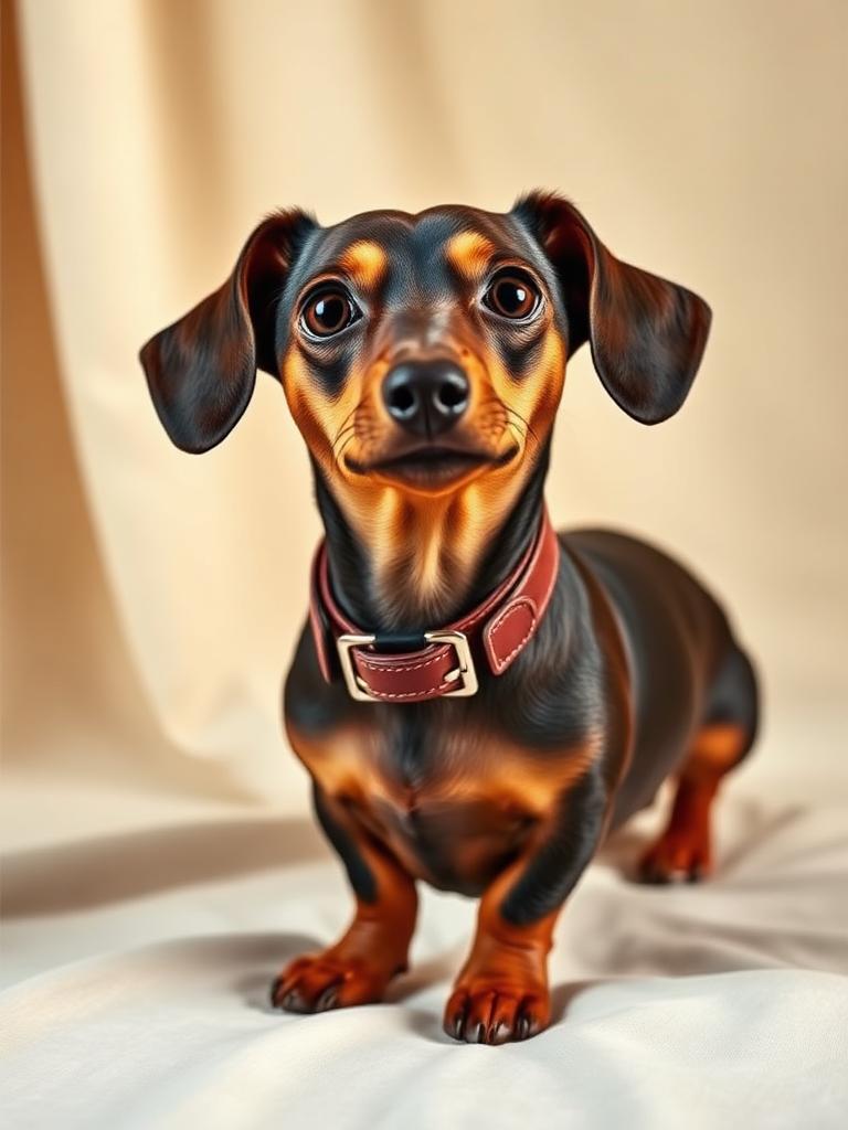 Stylish dachshund with leather collar
